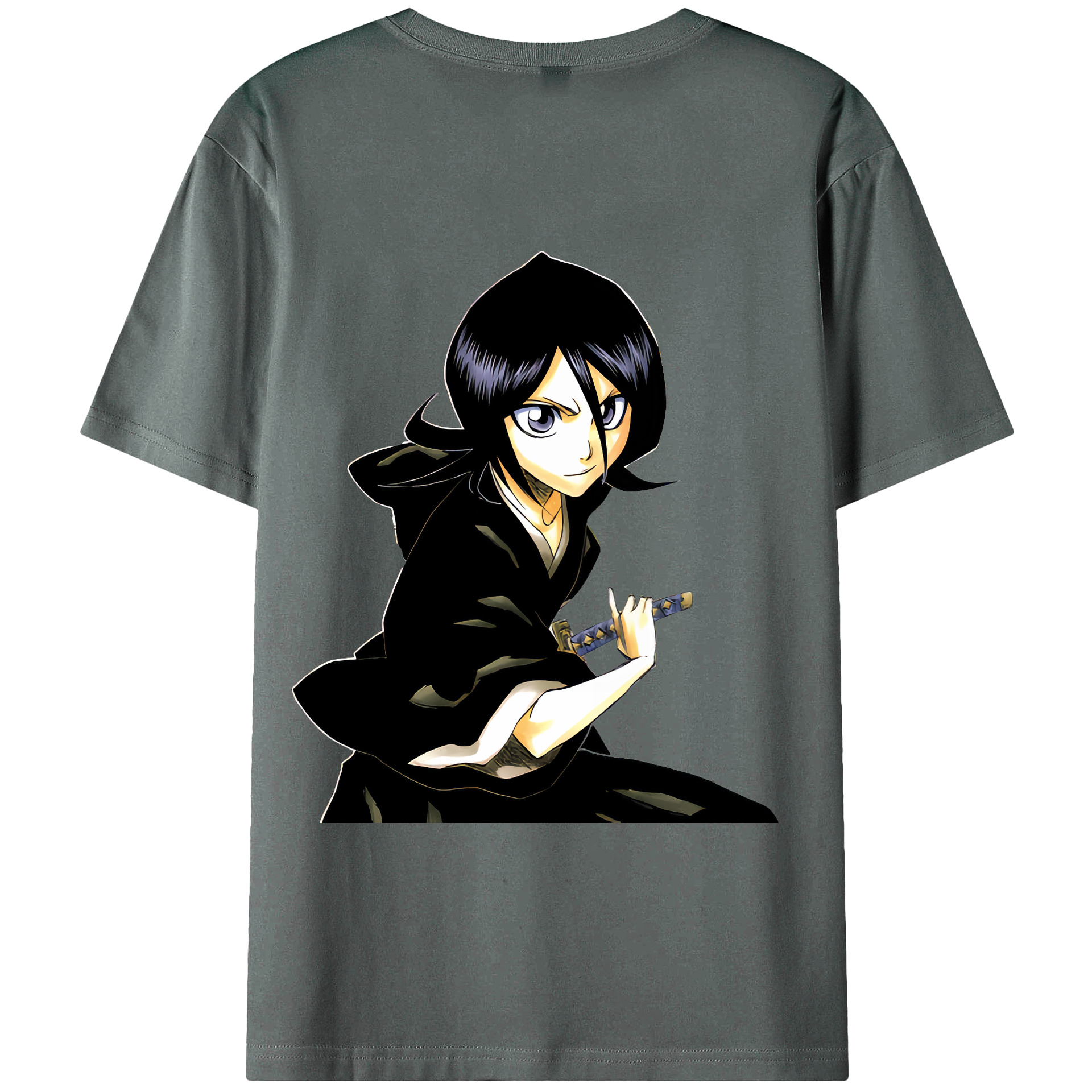 （画像用） ブリーチ 朽木ルキア BLEACH Kuchiki Rukia 綿100％ メンズ半袖Tシャツ（バックプリント） 通気性